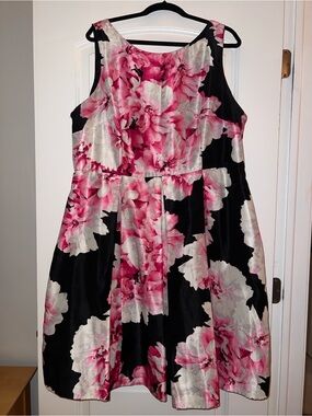 Dress Barn Black Dress with Pink & White Floral Print